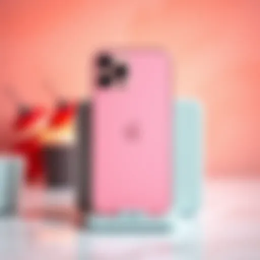 Elegant presentation of iPhone 12 in Pink on a trendy backdrop
