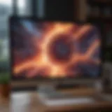 High-resolution Thunderbolt monitor connected to a MacBook, showcasing vibrant graphics.