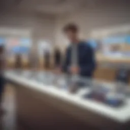 Customer exploring trade-in options at Apple Store