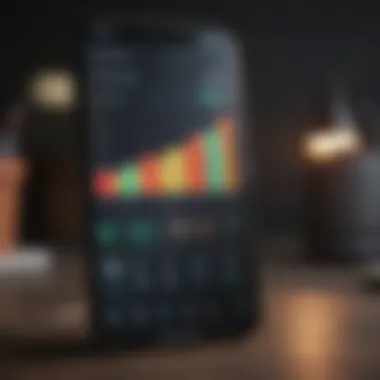 Smartphone Financial Growth Chart Financial growth chart on smartphone screen