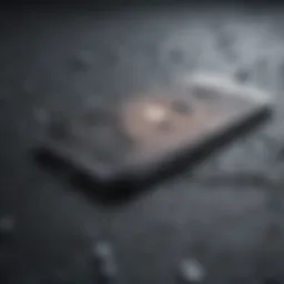 Close-up of a cracked iPhone screen highlighting the damage.