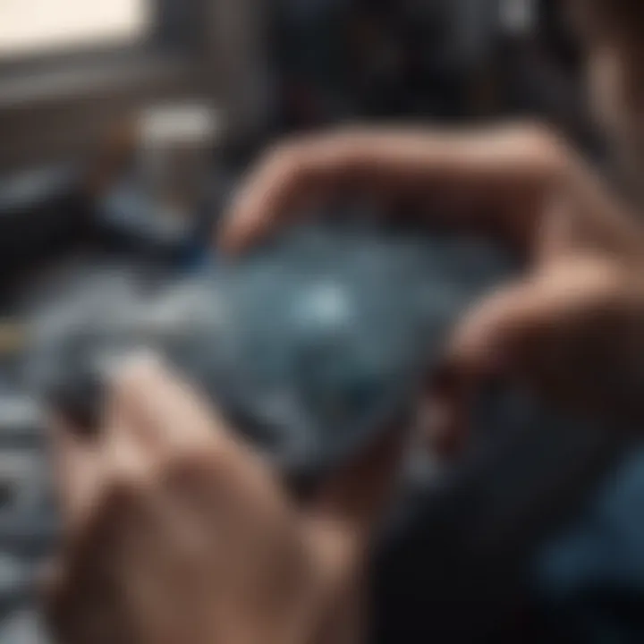 Professional technician repairing an iPhone with precision.