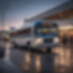 A Greyhound bus at a terminal, ready for departure