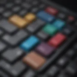A colorful keyboard wallpaper displayed on an iPhone