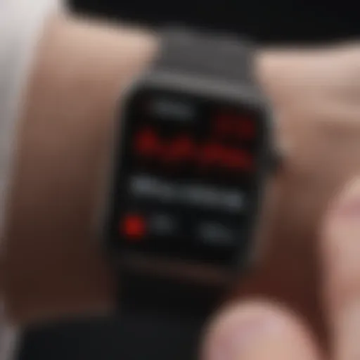 Close-up view of Apple Watch displaying heart rate