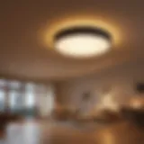 Illuminated ceiling with warm hue light