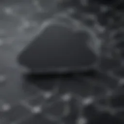 Illustration of iCloud logo over a network connection
