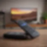Smartphone with TV remote app displayed