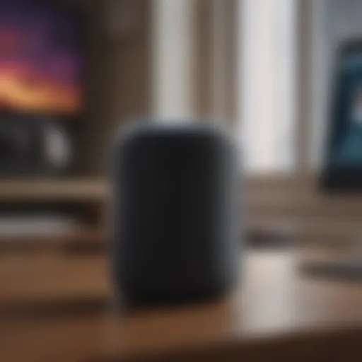 Smart speaker displaying Apple Music interface