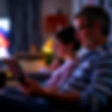 Enhancing Entertainment: Stability and Comfort User enjoying entertainment with an iPad on a vertical stand