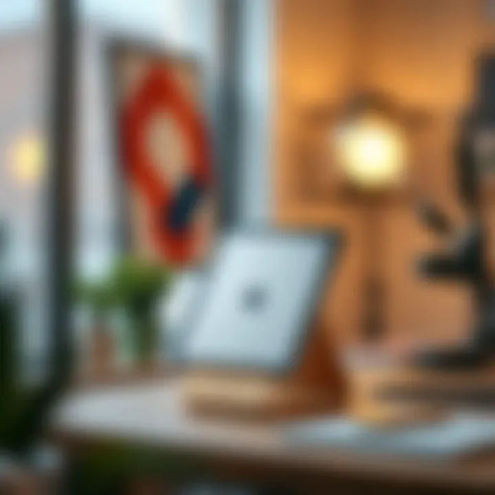 Elevate Your Workspace with a Stylish Stand Stylish iPad vertical stand in a modern workspace