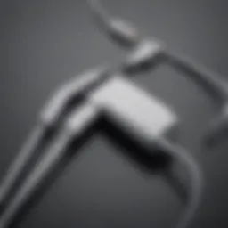 Close-up view of various iPhone and iPad charging cords