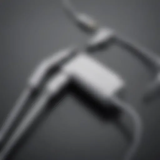 Close-up view of various iPhone and iPad charging cords