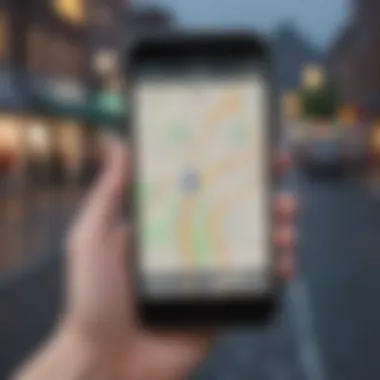 Navigating with Third-Party Apps Illustration of iPhone third-party map app