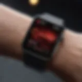 Close-up of Apple Watch displaying blood sugar levels