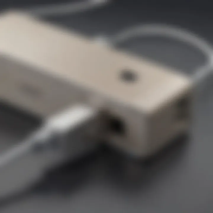 Close-up of a USB-C adapter hub showcasing its ports and features