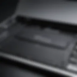 Close-up view of a MacBook Pro battery compartment