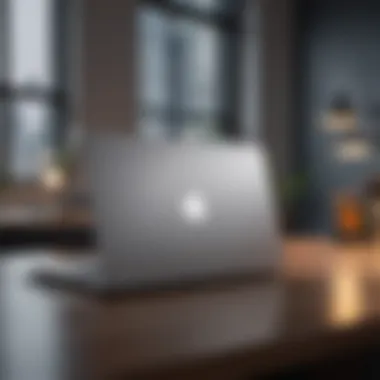Elegant Integration: MacBook Pro in Modern Setting Sleek and sophisticated Apple MacBook Pro on a modern workspace