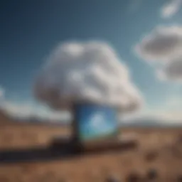 A serene landscape showcasing a cloud icon representing digital storage.