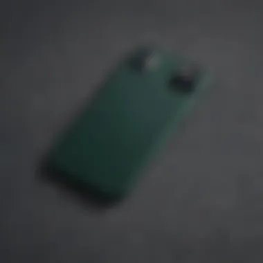 Side view of the midnight green iPhone 11 case showcasing its slim profile