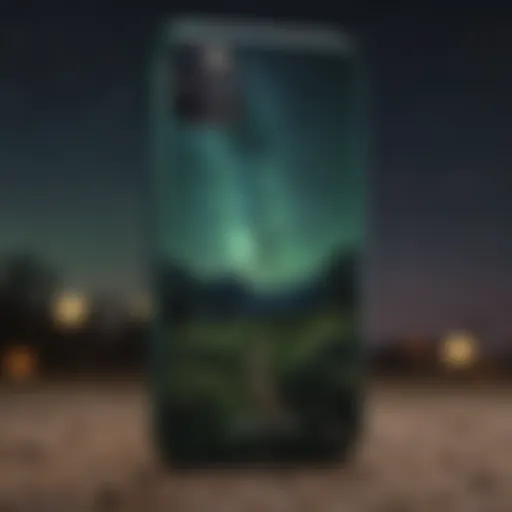 Elegant midnight green iPhone 11 case against a starry night sky