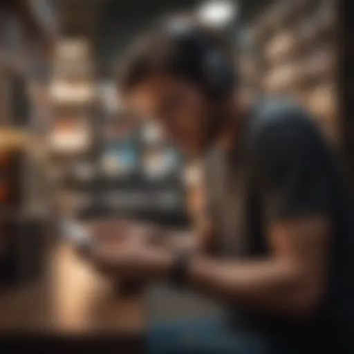 Illustration depicting a person browsing through audiobook genres