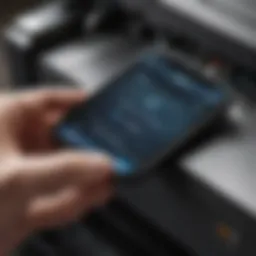 User navigating printer settings on an iPhone