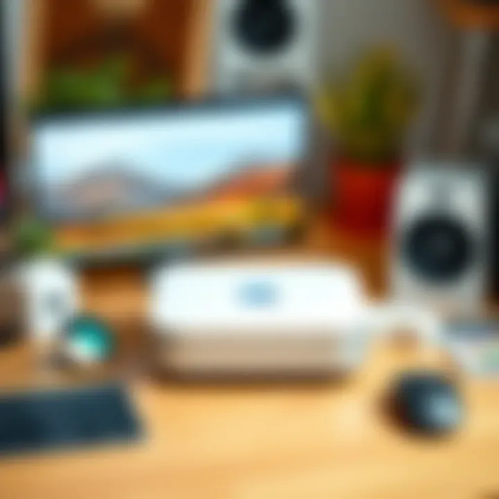 Mac Mini: Compact Power for Creative Spaces Mac Mini positioned in a creative workspace with accessories