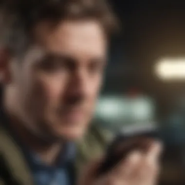 A person looking at a smartphone with a worried expression