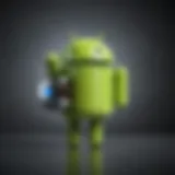 A visual representation of the Android and Apple logos merging together