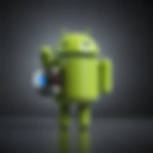 A visual representation of the Android and Apple logos merging together
