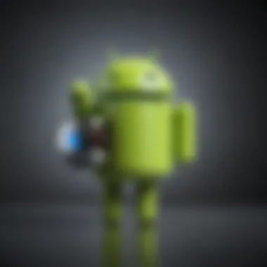 Merging Android and Apple: A Symbol of Transition A visual representation of the Android and Apple logos merging together
