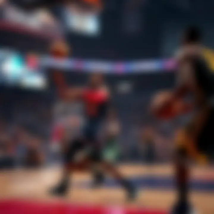 An engaging gameplay moment from NBA 2K22 on Apple Arcade showcasing dynamic action.