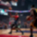 Dynamic Gameplay in NBA 2K22 An engaging gameplay moment from NBA 2K22 on Apple Arcade showcasing dynamic action.