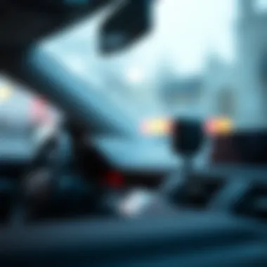 Charger in a Car Interior A car interior with a charger plugged into the dashboard