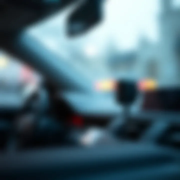 Charger in a Car Interior A car interior with a charger plugged into the dashboard