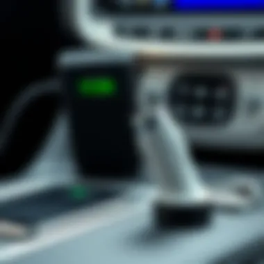 Stylish Car Charger for iPhone 8 A stylish car charger connected to an iPhone 8