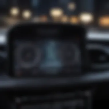 Futuristic Dashboard Display Sleek dashboard display in a modern car