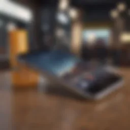 A sleek new iPhone displayed alongside promotional materials from various carriers.
