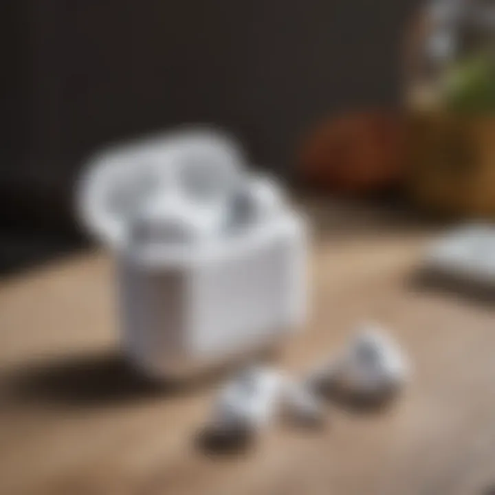 AirPods placed beside various common household items