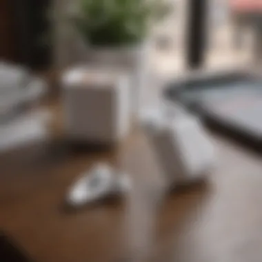 Tracking AirPods Location with a Smartphone Close-up of AirPods on a table with a smartphone displaying location tracking
