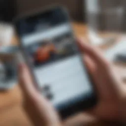 A person using an iPhone to browse a foreign webpage