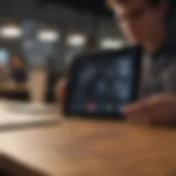 Student utilizing an Apple iPad for studying