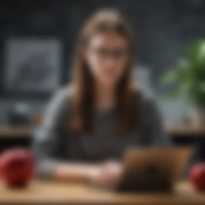 A student using an Apple device in a study environment