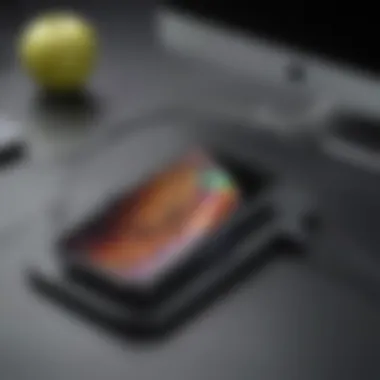 Wireless Charging Technology in Use Illustration of wireless charging technology in action with an Apple device.