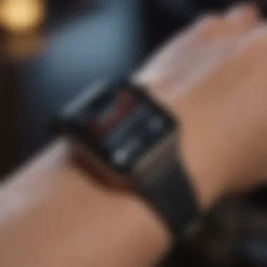 User interface of Apple Watch showing glucose monitoring features