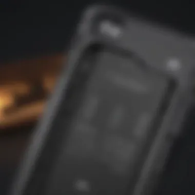 A close-up shot of an iPhone battery case highlighting design and functionality