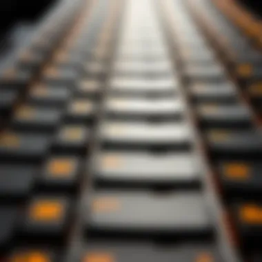 Tactile Feedback of Ultra Slim Key Switches Close-up of key switches highlighting the tactile feedback of the keys