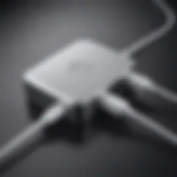 Detailed view of the Apple MacBook Pro charger showcasing its design and build quality