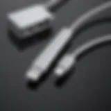 Close-up view of the Apple USB-C cord showcasing its sleek design and connectors